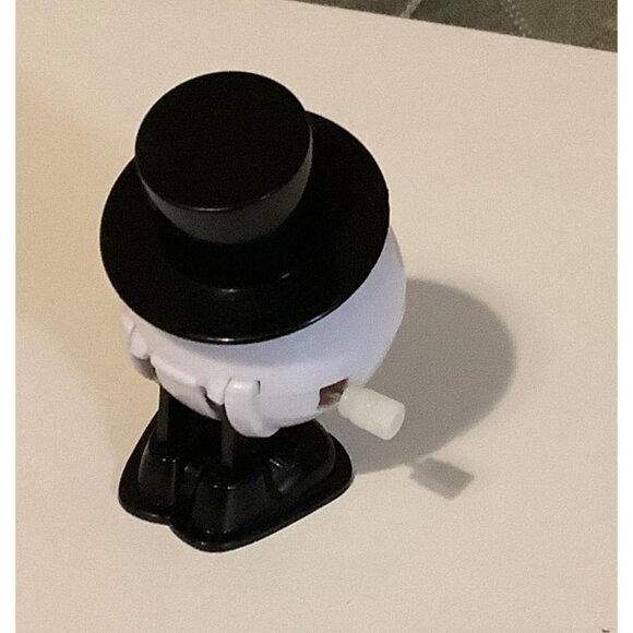 Vintage Wind-Up Snowman Toy With Top Hat 2.75" Open Mouth WORKS - Picture 2 of 4